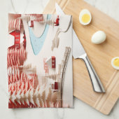 3D Skandinavische Winterlandschaft Geschirrtuch (Viertel Falte)