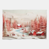 3D Skandinavische Winterlandschaft Geschirrtuch (Horizontal)