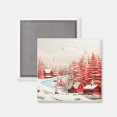 3D Skandinavische Winterlandschaft Magnet (Vorderseite/Rückseite)