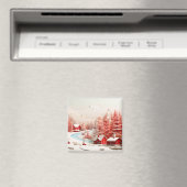 3D Skandinavische Winterlandschaft Magnet (In Situ (Geschirrspüler))