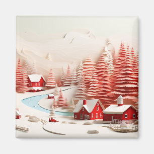 3D Skandinavische Winterlandschaft Magnet