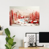 3D Skandinavische Winterlandschaft Poster (Heimbüro)