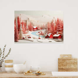 3D Skandinavische Winterlandschaft Poster