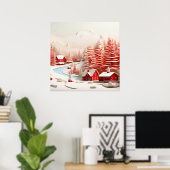 3D Skandinavische Winterlandschaft Poster (Heimbüro)