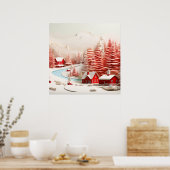 3D Skandinavische Winterlandschaft Poster (Küche)
