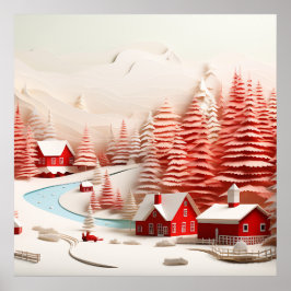 3D Skandinavische Winterlandschaft Poster