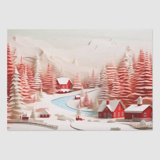 3D Skandinavische Winterlandschaft Seidenpapier (Vorderseite)