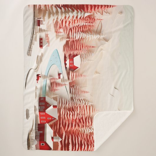 3D Skandinavische Winterlandschaft Sherpadecke (Vorderseite)