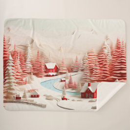 3D Skandinavische Winterlandschaft Sherpadecke