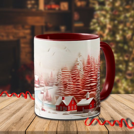 3D Skandinavische Winterlandschaft Tasse