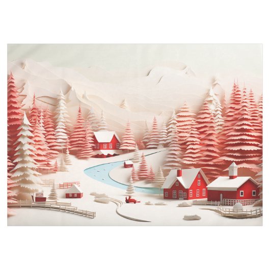 3D Skandinavische Winterlandschaft Tischdecke (Vorderseite (Horizontal))