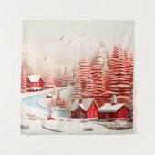 3D Skandinavische Winterlandschaft Wandteppich (Vorderseite)