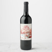 3D Skandinavische Winterlandschaft Weinetikett (Vorderseite)