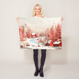 3D Skandinavisches Winterlandschaftsbaby Fleecedecke