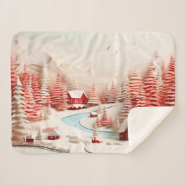 3D Skandinavisches Winterlandschaftsbaby Sherpadecke