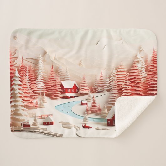 3D Skandinavisches Winterlandschaftsbaby Sherpadecke (Vorderseite (Horizontal))