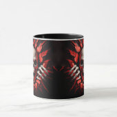 3D Skelett Rotes Schwarz-weißes Spooky Halloween Tasse (Zentrum)