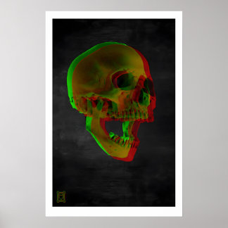 3D Skulls Fine Art Print Gothic Horror Dinosaur Poster