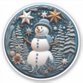 3D Snowman Chirstmas  Aufkleber (Vorderseite)