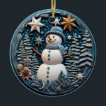 3D Snowman Chirstmas  Keramik Ornament<br><div class="desc">3D Cute Chirstmas Ornament</div>