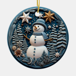 3D Snowman Chirstmas  Keramik Ornament