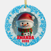 3D Snowman Christmas Custom Kids Foto Keramik Ornament (Vorne)