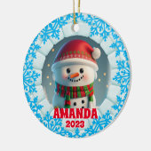 3D Snowman Christmas Custom Kids Foto Keramik Ornament (Links)