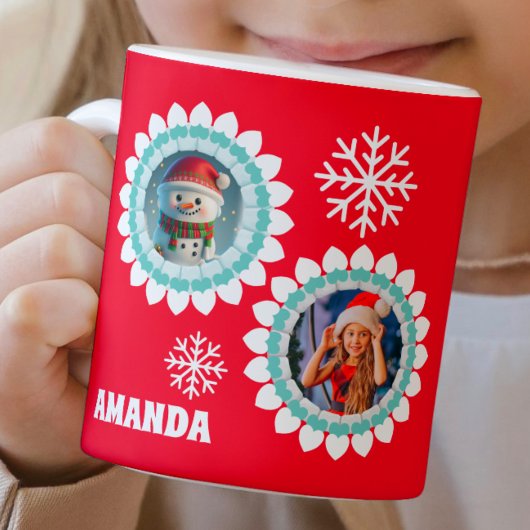 3D Snowman Christmas Personalisiert Kids Foto Kaffeetasse