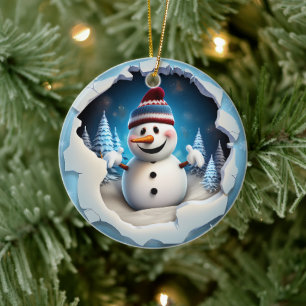 3d Snowman Keramik Ornament