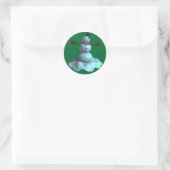3D Snowman Runder Aufkleber (Tasche)