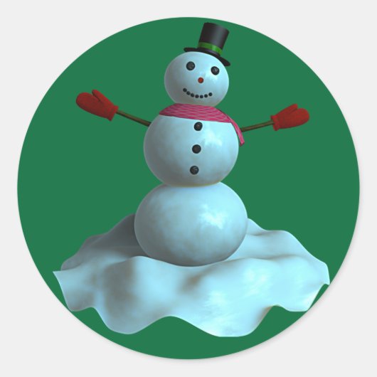 3D Snowman Runder Aufkleber (Vorderseite)