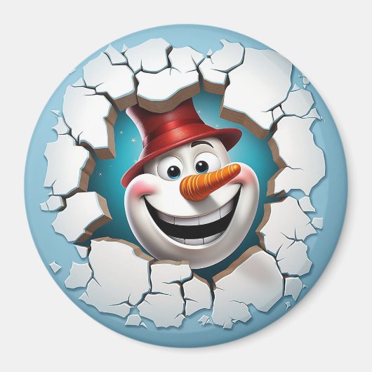 3D Snowman - Spielerisch karrot-genäht Magnet (Vorne)