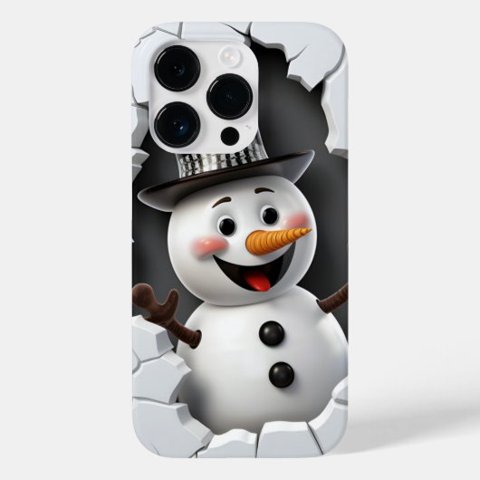 3D Snowman Weihnachten Case-Mate iPhone Hülle (Rückseite)