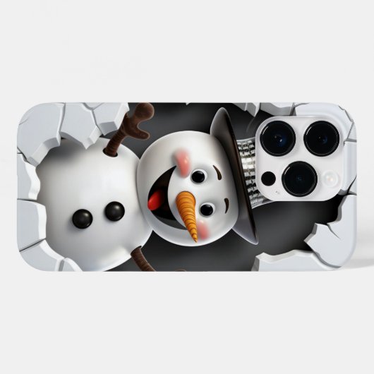 3D Snowman Weihnachten Case-Mate iPhone Hülle (Rückseite (Horizontal))
