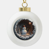 3D Snowman Weihnachten Keramik Kugel-Ornament (Vorderseite)