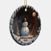3D Snowman Weihnachten Keramik Ornament (Rechts)