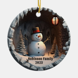 3D Snowman Weihnachten Keramik Ornament