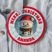 3D Snowman Weihnachten Personalisierte Kinder Button (Beispiel)
