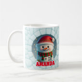 3D Snowman Weihnachten Personalisierter Name Feier Kaffeetasse (Links)