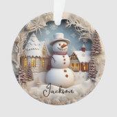 3D Snowman Weihnachtsschmuck Ornament (Vorderseite)