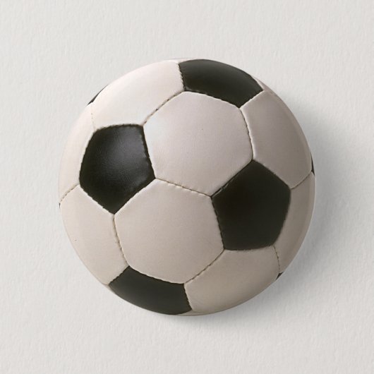 3D Soccerball Schwarz-weißer Fußball Button (Vorderseite)