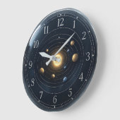 3D-Solarsystem-Wandleuchte mit Minimalistischem Wä Große Wanduhr (Winkel)