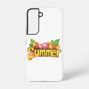 3D-Sommertext - Bunter Sommertext mit Früchten Samsung Galaxy Hülle