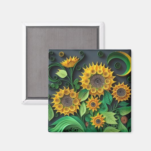 3D Sonnenblumen Magnet (Vorderseite/Rückseite)