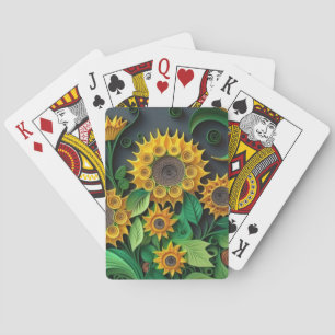 3D Sonnenblumen Spielkarten