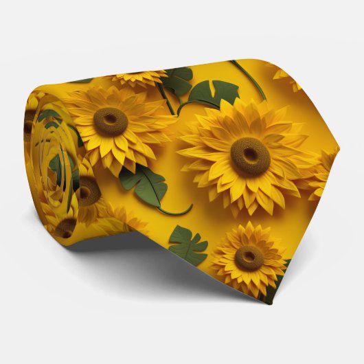 3D-Sonnenblumenmuster - Fett florales Design Krawatte (Gerollt)