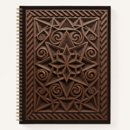 3D Spiral Star Mandala Wood Carved Journal Notizblock