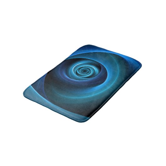 3D Spiralblau Farben Modernes Abstraktes Fraktal K Badematte (Schrägansicht)