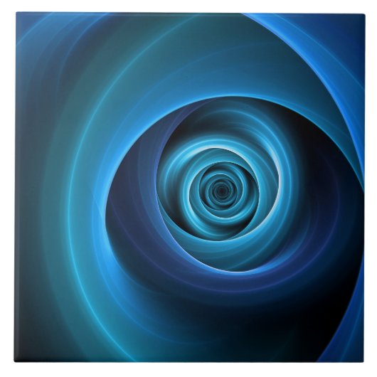 3D Spiralblau Farben Modernes Abstraktes Fraktal K Fliese (Vorderseite)
