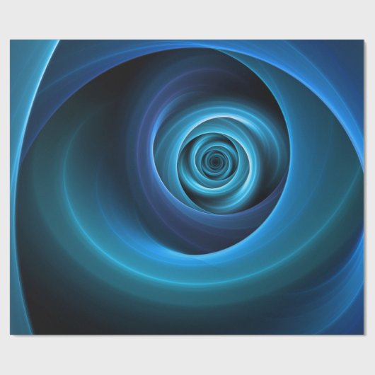 3D Spiralblau Farben Modernes Abstraktes Fraktal K Geschenkpapier (Flach)